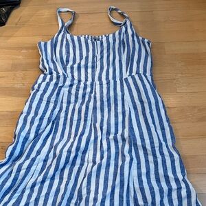 Old Navy Blue & White Striped Spaghetti Strap Midi Dress